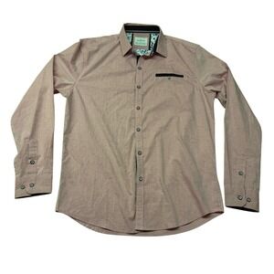 Craft + Flow Womens Light Red Heathered Button Down Shirt PRSLD-LS Size‎ M